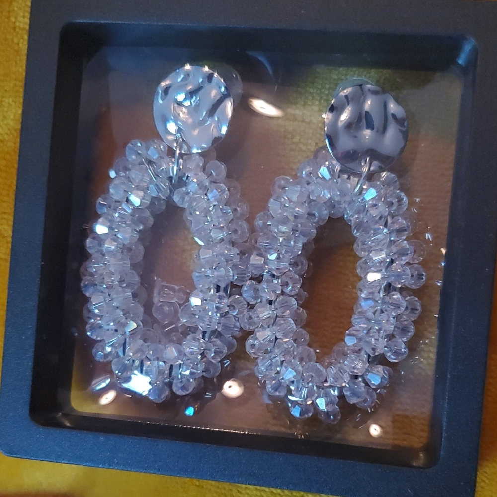 Sassy Jones Glamorous Silver Crystal Chandelier Earrings